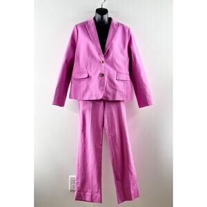 J. Crew Cotton Blend Two Button Blazer Jacket Kallie Straight Leg Pants Suit 12